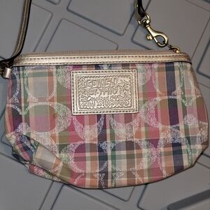 Coach Multicolor Plaid Key & Card Holder